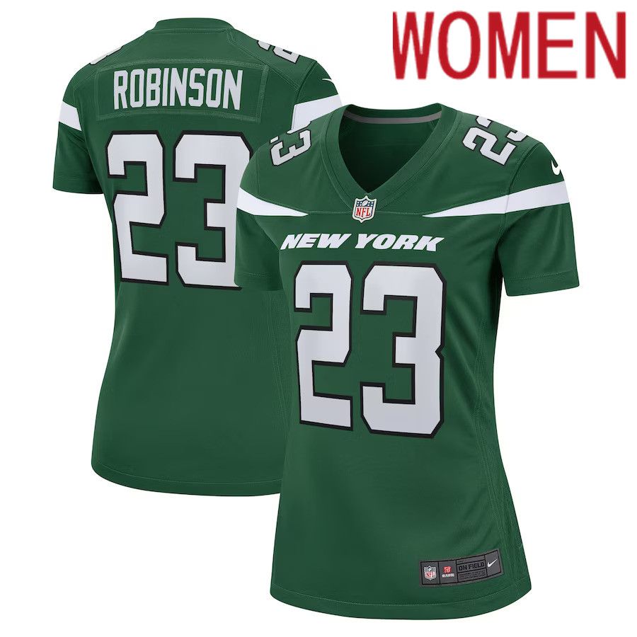 Women New York Jets #23 James Robinson Nike Gotham Green Game Player NFL Jersey
